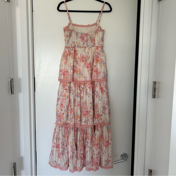 Caroline Constas Tiered Ruffle Maxi Dress Crochet Floral Wedding Guest - Picture 2 of 14